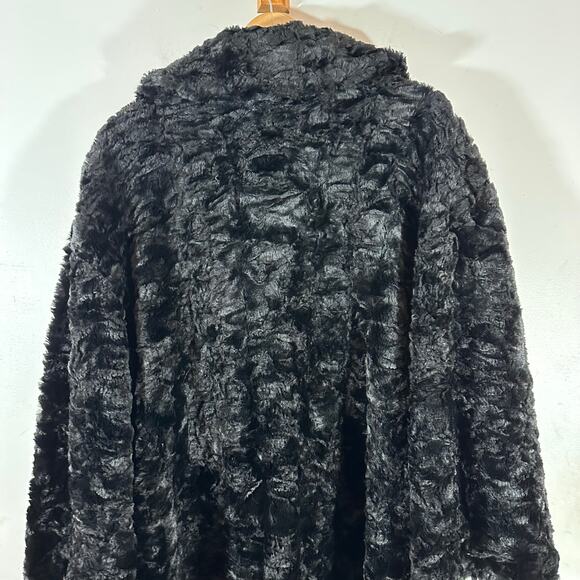 VINTAGE EXPRESS 90's Y2K faux fur bell sleeve oversized coat Womans Large - Picture 7 of 11